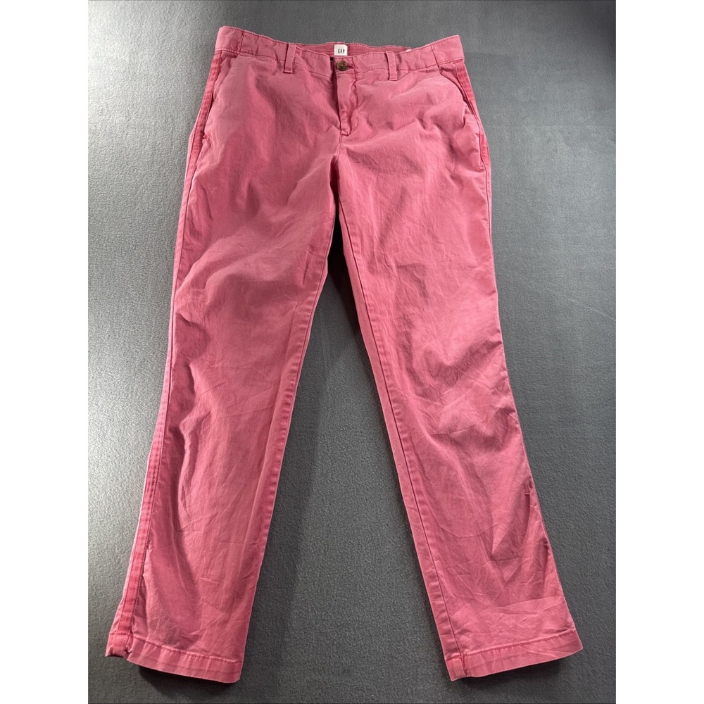 GAP Girlfriend Chinos Womens 6 Pink Kiss Red Faded Cotton Nantucket Island Style